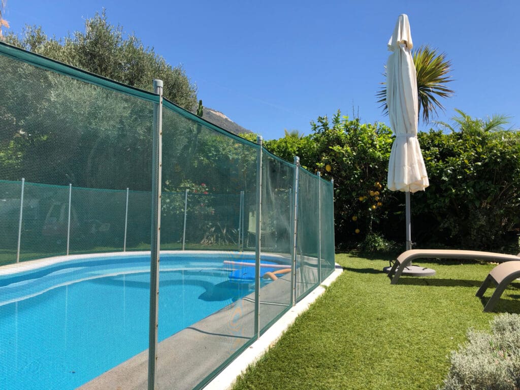 Pool surrounded by a safety fence