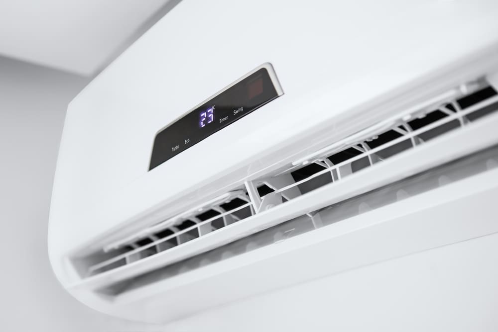 White air conditioner on wall